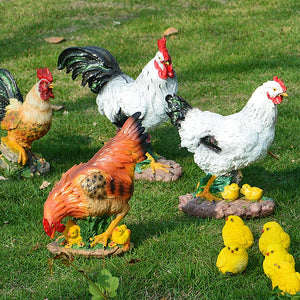 Pastoral Simulation Rooster Hen Resin Ornaments Outdoor Garden Balcony Accessories Crafts Park Courtyard Lawn Sculpture Decor acacuss