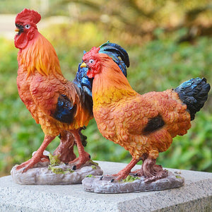 Pastoral Simulation Rooster Hen Resin Ornaments Outdoor Garden Balcony Accessories Crafts Park Courtyard Lawn Sculpture Decor acacuss