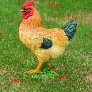 Pastoral Simulation Rooster Hen Resin Ornaments Outdoor Garden Balcony Accessories Crafts Park Courtyard Lawn Sculpture Decor acacuss