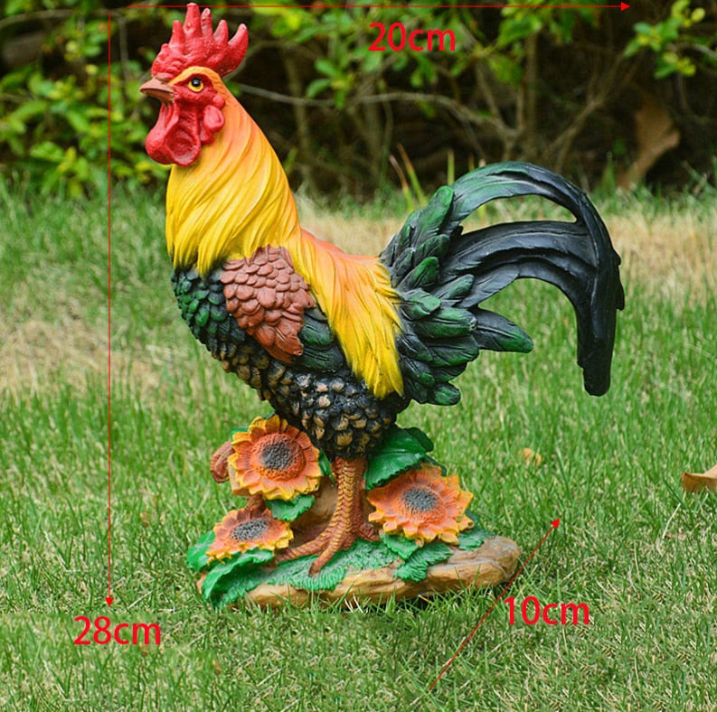 Pastoral Simulation Rooster Hen Resin Ornaments Outdoor Garden Balcony Accessories Crafts Park Courtyard Lawn Sculpture Decor acacuss