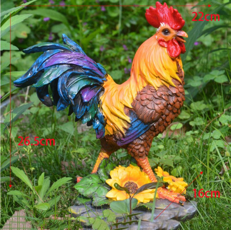 Pastoral Simulation Rooster Hen Resin Ornaments Outdoor Garden Balcony Accessories Crafts Park Courtyard Lawn Sculpture Decor acacuss