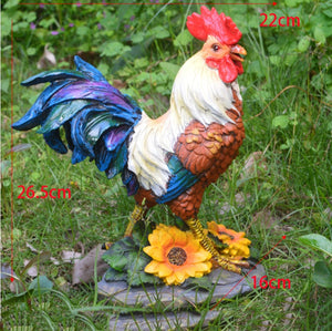 Pastoral Simulation Rooster Hen Resin Ornaments Outdoor Garden Balcony Accessories Crafts Park Courtyard Lawn Sculpture Decor acacuss
