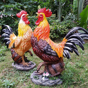 Pastoral Simulation Rooster Hen Resin Ornaments Outdoor Garden Balcony Accessories Crafts Park Courtyard Lawn Sculpture Decor acacuss