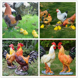 Pastoral Simulation Rooster Hen Resin Ornaments Outdoor Garden Balcony Accessories Crafts Park Courtyard Lawn Sculpture Decor acacuss