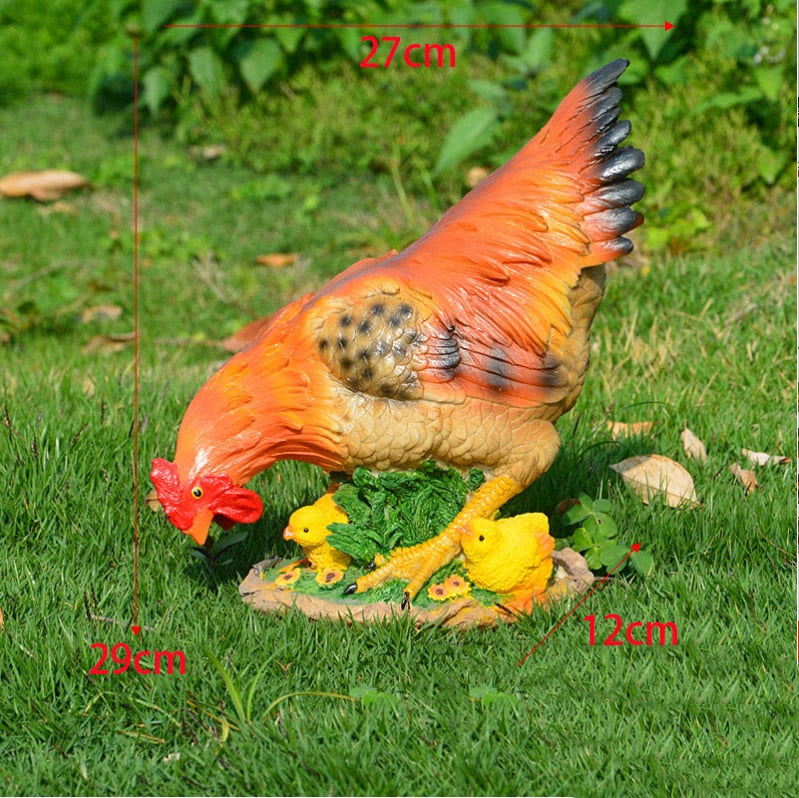 Pastoral Simulation Rooster Hen Resin Ornaments Outdoor Garden Balcony Accessories Crafts Park Courtyard Lawn Sculpture Decor acacuss