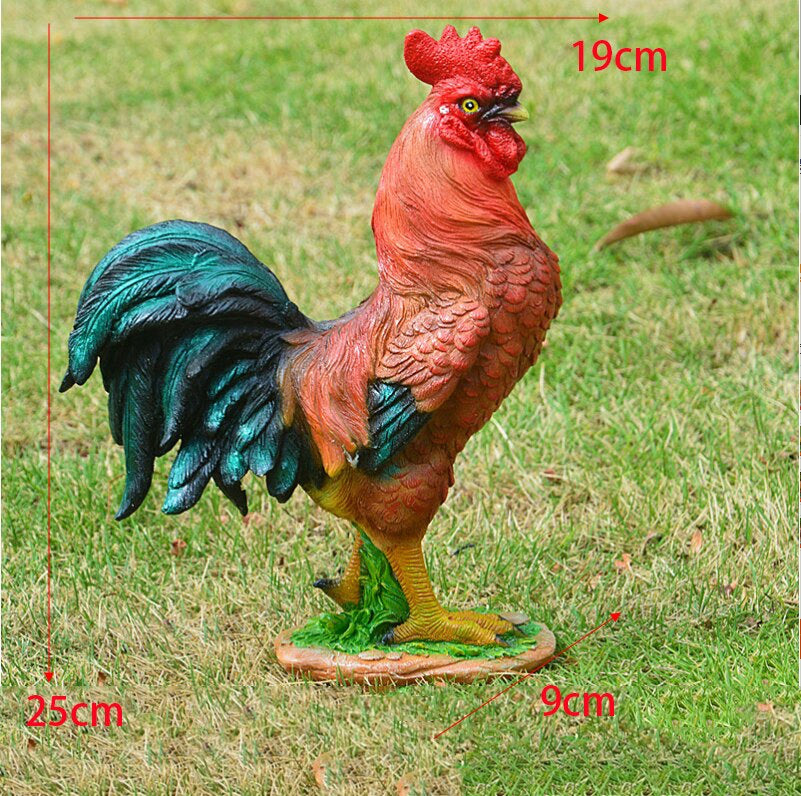 Pastoral Simulation Rooster Hen Resin Ornaments Outdoor Garden Balcony Accessories Crafts Park Courtyard Lawn Sculpture Decor acacuss