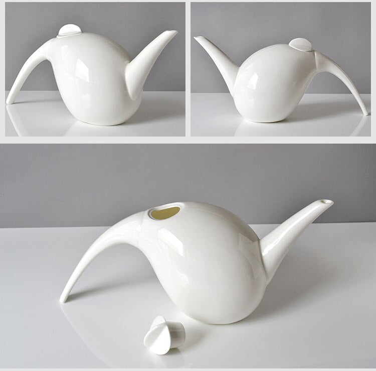 Plain white bone china tea pot & cup set , water drop shape, five-piece set, english tea set, teapot for tea, ceramic coffee set acacuss