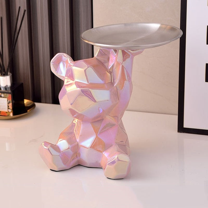 2023 Porcelain Bear Storage Tray Nordic Creative Figurines Ornaments Porch Desk Home Decoration Keys Candy Storage Home Decor acacuss
