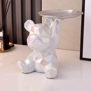 2023 Porcelain Bear Storage Tray Nordic Creative Figurines Ornaments Porch Desk Home Decoration Keys Candy Storage Home Decor acacuss