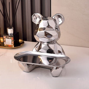 2023 Porcelain Bear Storage Tray Nordic Creative Figurines Ornaments Porch Desk Home Decoration Keys Candy Storage Home Decor acacuss