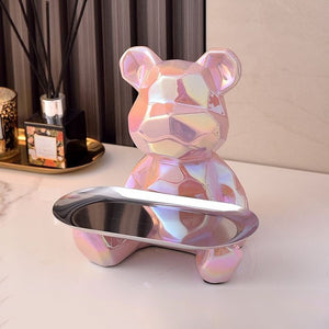 2023 Porcelain Bear Storage Tray Nordic Creative Figurines Ornaments Porch Desk Home Decoration Keys Candy Storage Home Decor acacuss