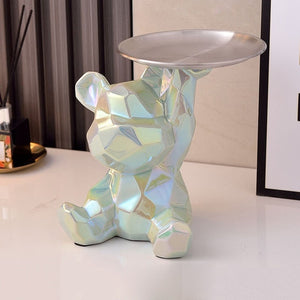 2023 Porcelain Bear Storage Tray Nordic Creative Figurines Ornaments Porch Desk Home Decoration Keys Candy Storage Home Decor acacuss