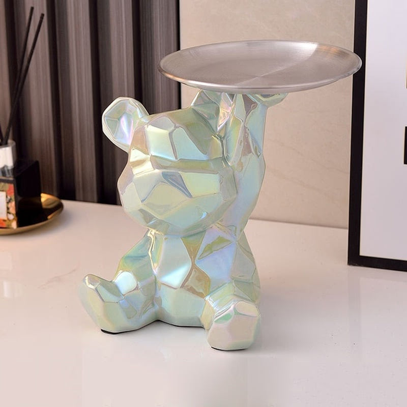 2023 Porcelain Bear Storage Tray Nordic Creative Figurines Ornaments Porch Desk Home Decoration Keys Candy Storage Home Decor acacuss