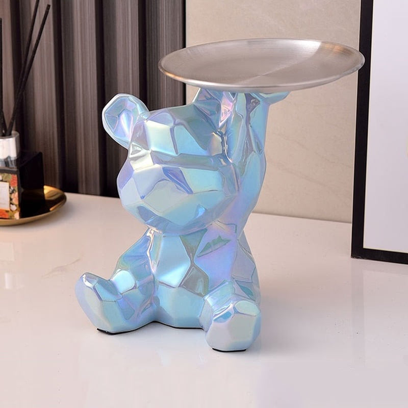 2023 Porcelain Bear Storage Tray Nordic Creative Figurines Ornaments Porch Desk Home Decoration Keys Candy Storage Home Decor acacuss
