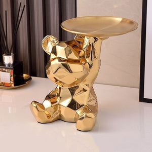 2023 Porcelain Bear Storage Tray Nordic Creative Figurines Ornaments Porch Desk Home Decoration Keys Candy Storage Home Decor acacuss