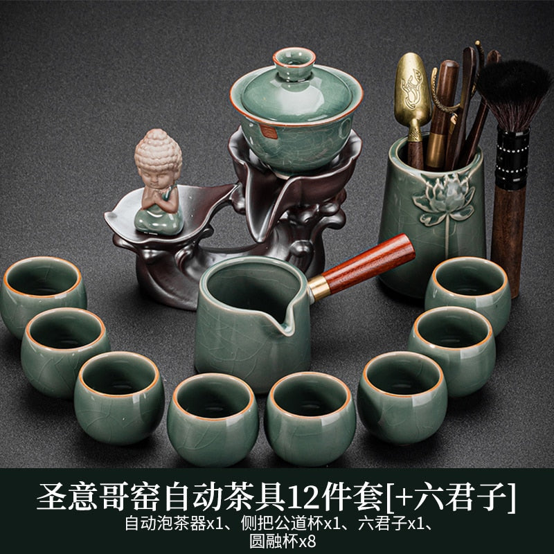 Porcelain Chinese Ceremony Tea Set Bowl Accessories Pair 6 Persons Tool Tea Set Luxury Chinese Style Taza Mate Tableware AB50TS acacuss