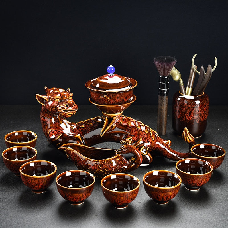 Lily Master Set Da Tè Cinese In Ceramica – Teiera Gaiwan E Tazze Gongdao – Porcellana Fatte A Mano Per Cerimonia Del Tè