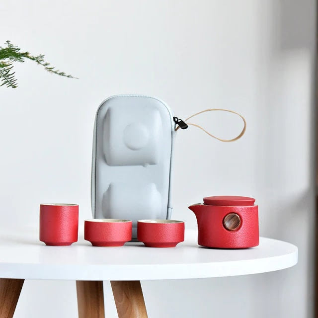 ACACUSS Porcelain Portable Tea Set Ceramic Travel Teapots Chinese Kung Fu Tea Cup And Saucer Set Teapot Kettle - ACACUSS