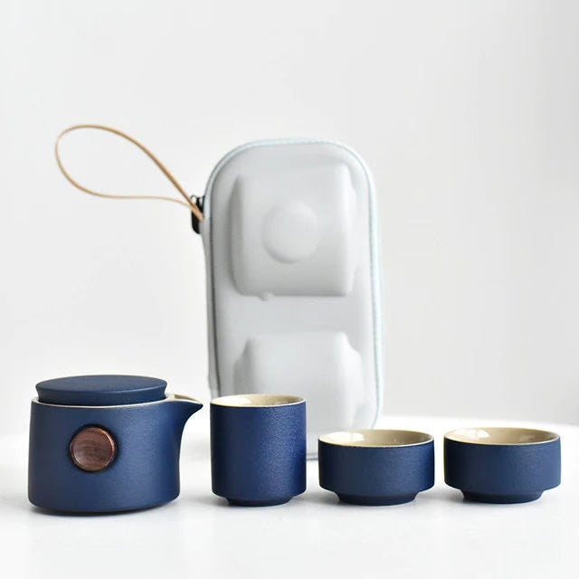 ACACUSS Porcelain Portable Tea Set Ceramic Travel Teapots Chinese Kung Fu Tea Cup And Saucer Set Teapot Kettle - ACACUSS