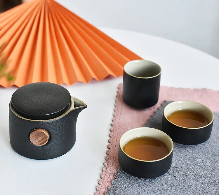 ACACUSS Porcelain Portable Tea Set Ceramic Travel Teapots Chinese Kung Fu Tea Cup And Saucer Set Teapot Kettle - ACACUSS