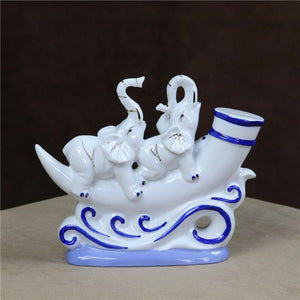 Porcelain Voyage Elephant Sculpture Ceramic Adventure Couple Elephant Statue Room Decor Ivory Gift Craft Accessories Furnishing acacuss