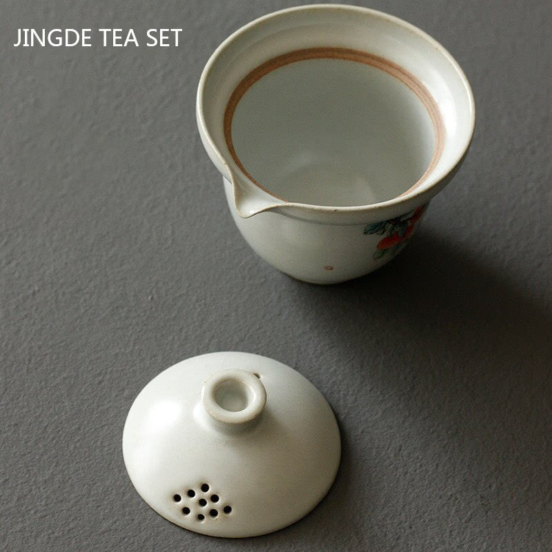 Portable Ceramics Tea Pot and Cup Set Chinese Tea Infuser Customized Tea Ceremony Supplies Travel Tea Set A Pot of Two Cups acacuss