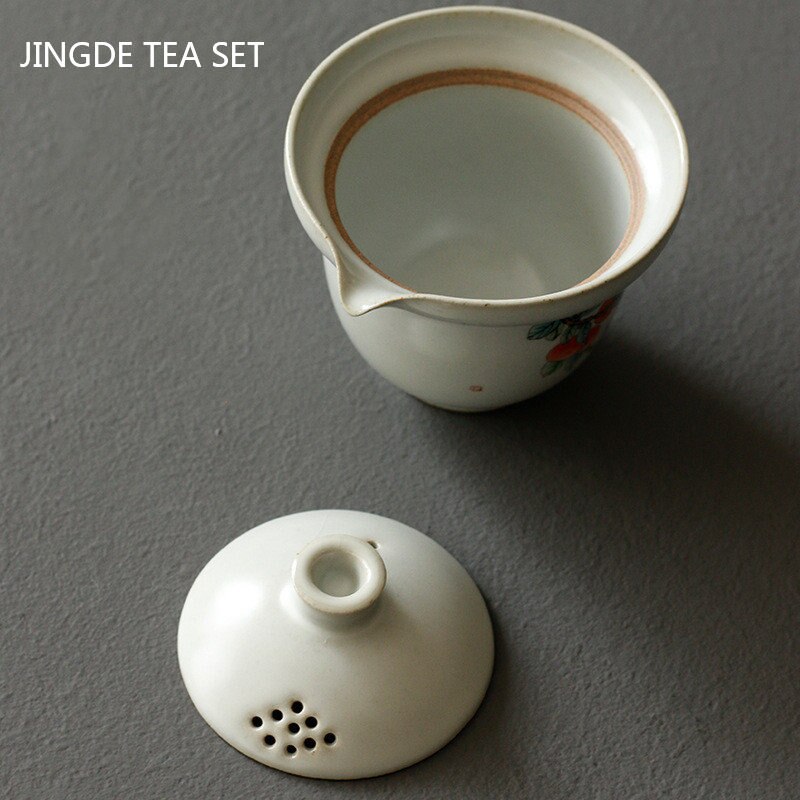 Portable Ceramics Tea Pot and Cup Set Chinese Tea Infuser Customized Tea Ceremony Supplies Travel Tea Set A Pot of Two Cups acacuss