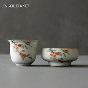 Portable Ceramics Tea Pot and Cup Set Chinese Tea Infuser Customized Tea Ceremony Supplies Travel Tea Set A Pot of Two Cups acacuss