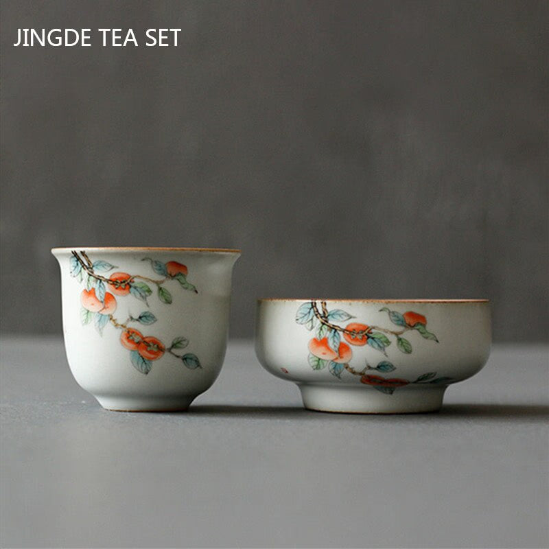 Portable Ceramics Tea Pot and Cup Set Chinese Tea Infuser Customized Tea Ceremony Supplies Travel Tea Set A Pot of Two Cups acacuss