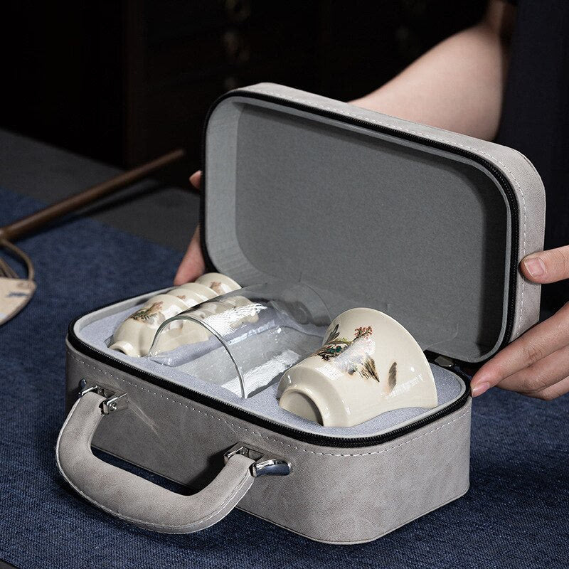 Portable Kung Fu Teaset Teacup Teapot Infuser Gaiwan Creative Tea Making Teaware Sets Home Office Chinese Tea Ceremony Gift acacuss
