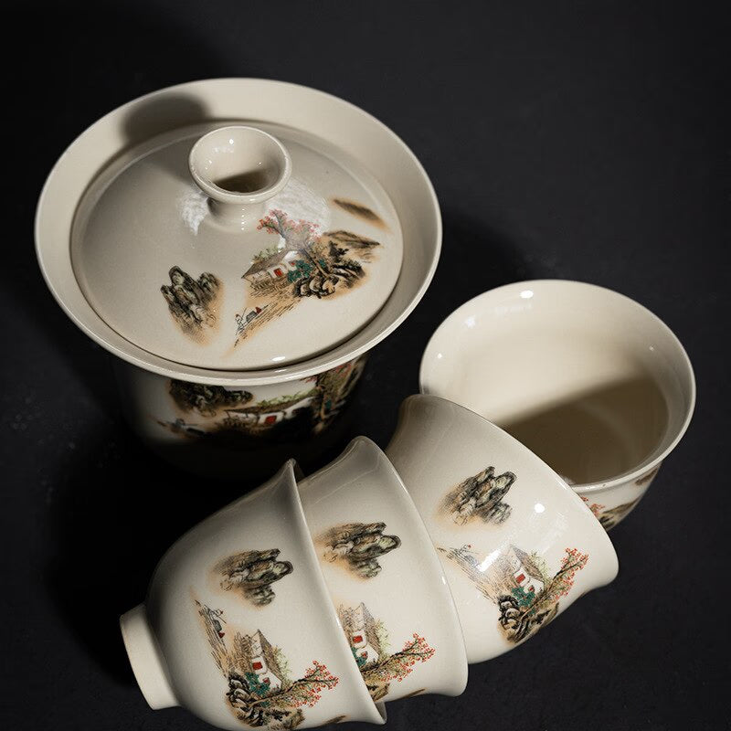 Portable Kung Fu Teaset Teacup Teapot Infuser Gaiwan Creative Tea Making Teaware Sets Home Office Chinese Tea Ceremony Gift acacuss