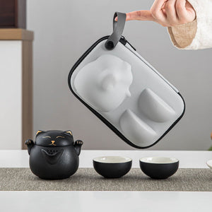 Portable LUCKY CAT mug Tea Set - acacuss