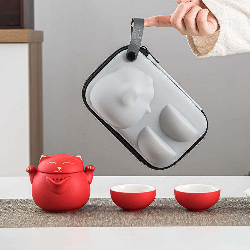 Portable LUCKY CAT mug Tea Set - acacuss
