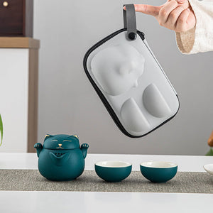 Portable LUCKY CAT mug Tea Set - acacuss