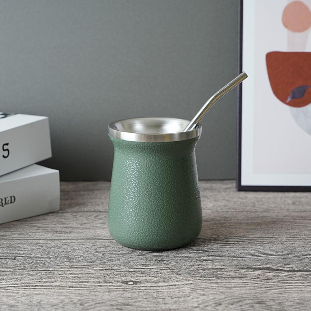 Practical Mate Cup Stainless Steel Tea Cup with Straw Anti-rust Portable Drinking Mate Cup Drinking Water acacuss