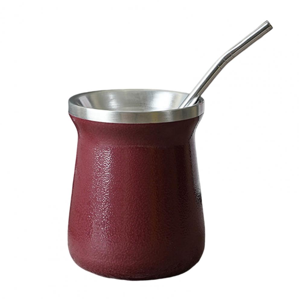 Practical Mate Cup Stainless Steel Tea Cup with Straw Anti-rust Portable Drinking Mate Cup Drinking Water acacuss