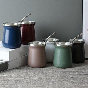 Practical Mate Cup Stainless Steel Tea Cup with Straw Anti-rust Portable Drinking Mate Cup Drinking Water acacuss
