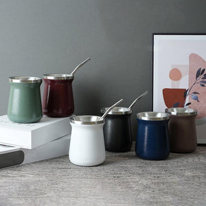 Practical Mate Cup Stainless Steel Tea Cup with Straw Anti-rust Portable Drinking Mate Cup Drinking Water acacuss