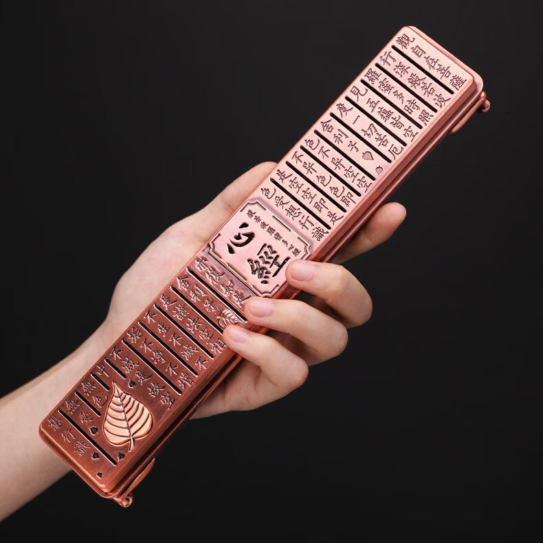 Prajna Paramita Heart Sutra Incense Burner Alloy for 21cm Incense Sticks Holder Metal Line Incense Censer Box Christmas Gifts acacuss