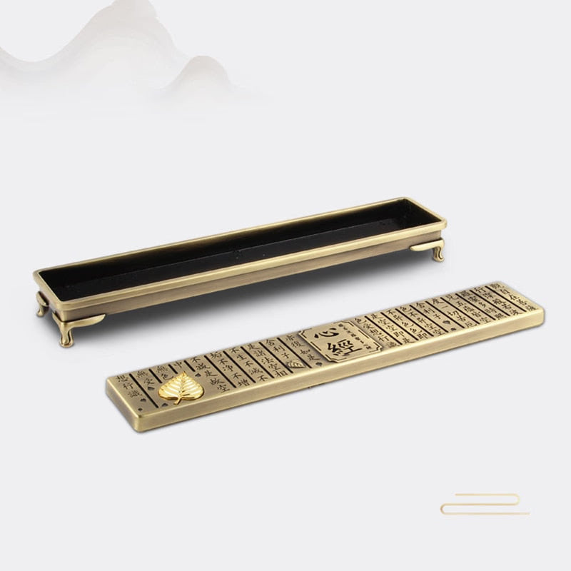Prajna Paramita Heart Sutra Incense Burner Alloy for 21cm Incense Sticks Holder Metal Line Incense Censer Box Christmas Gifts acacuss