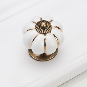 Pumpkin Gold Ceramic Handles Drawer Knobs Single Hole Cupboard Handles Cabinet Pulls Kitchen Accessories Handles Furniture acacuss