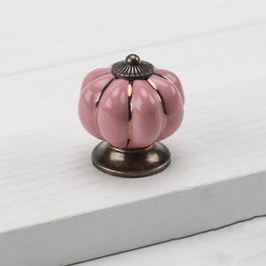 Pumpkin Gold Ceramic Handles Drawer Knobs Single Hole Cupboard Handles Cabinet Pulls Kitchen Accessories Handles Furniture acacuss
