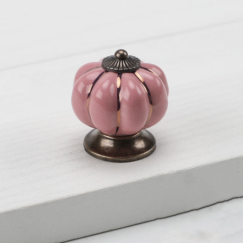 Pumpkin Gold Ceramic Handles Drawer Knobs Single Hole Cupboard Handles Cabinet Pulls Kitchen Accessories Handles Furniture acacuss