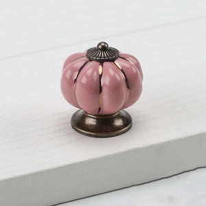 Pumpkin Gold Ceramic Handles Drawer Knobs Single Hole Cupboard Handles Cabinet Pulls Kitchen Accessories Handles Furniture acacuss
