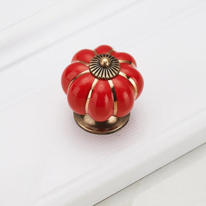 Pumpkin Gold Ceramic Handles Drawer Knobs Single Hole Cupboard Handles Cabinet Pulls Kitchen Accessories Handles Furniture acacuss