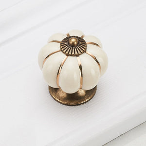 Pumpkin Gold Ceramic Handles Drawer Knobs Single Hole Cupboard Handles Cabinet Pulls Kitchen Accessories Handles Furniture acacuss