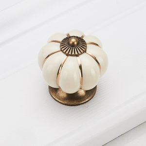 Pumpkin Gold Ceramic Handles Drawer Knobs Single Hole Cupboard Handles Cabinet Pulls Kitchen Accessories Handles Furniture acacuss