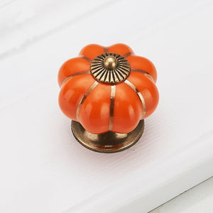 Pumpkin Gold Ceramic Handles Drawer Knobs Single Hole Cupboard Handles Cabinet Pulls Kitchen Accessories Handles Furniture acacuss
