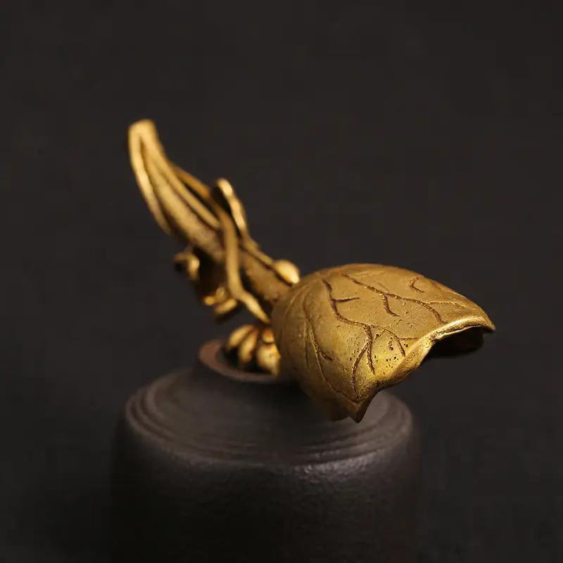 Pure Brass Lotus Leaf Teaspoon - ACACUSS