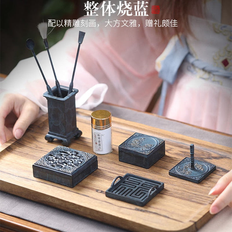 Pure Copper Burning Blue Incense Burner Kits Home Entry Fragrance Incense Seal Tool DIY Incense Making Kit Incense Mold Tool acacuss